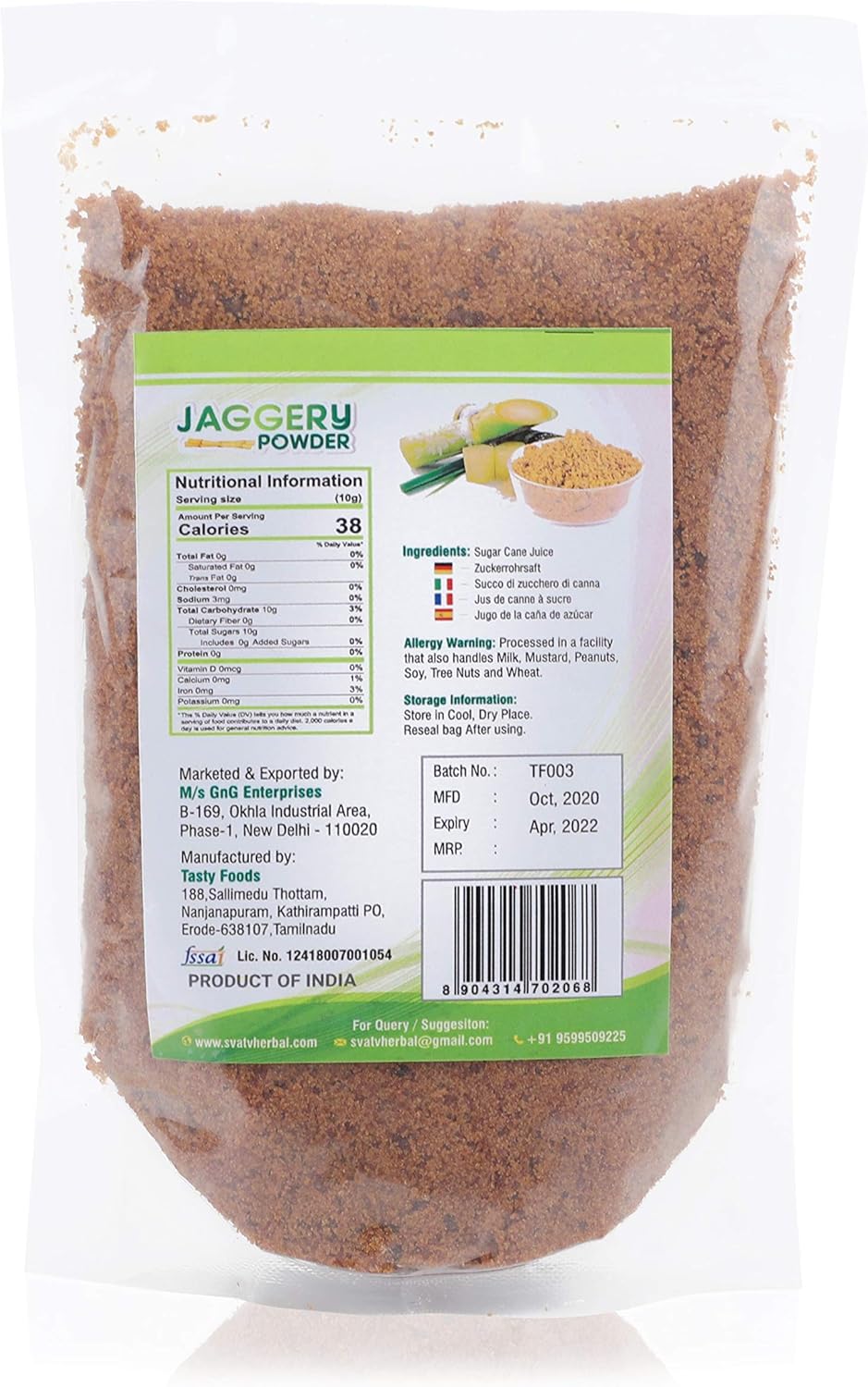 SVTAV Jaggery Powder, Hand-Grinded Gur Powder | Natural Sweetener | 500gm (16_oZ)