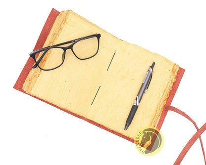 OVERDOSE Deckle Red Leather Journal 6/8
