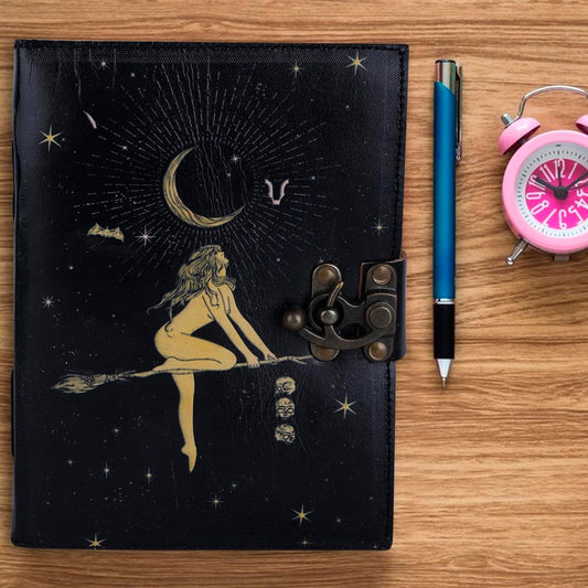 OD-35 OVERDOSE Celestial Sun & moon Handmade vintage leather journal • Deckle edge paper 6/8