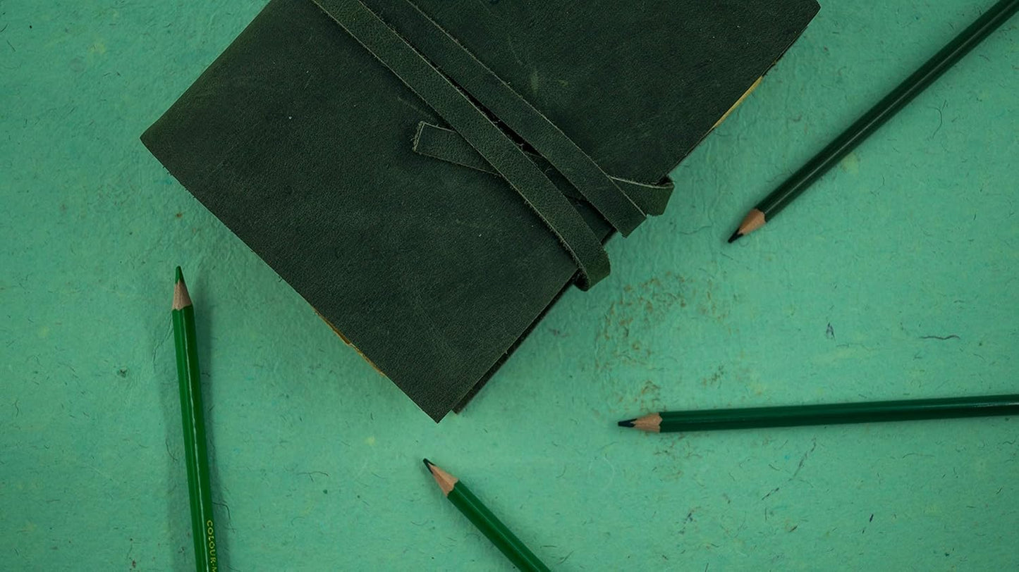 OVERDOSE Deckle Green Leather Journal 6/8