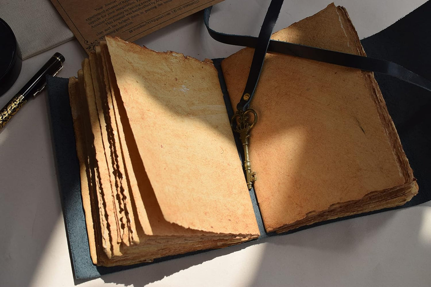 OVERDOSE Deckle Blue with Key Leather Journals 5/7