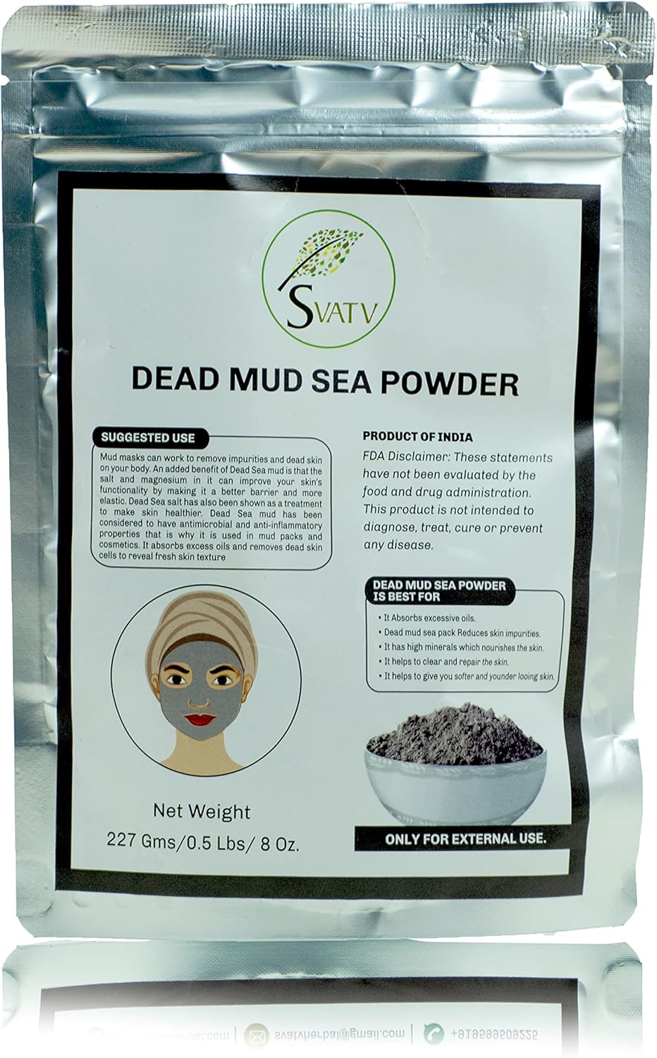 SVATV Dead Sea Mud Powder l For Skin 227gm (8_oZ)