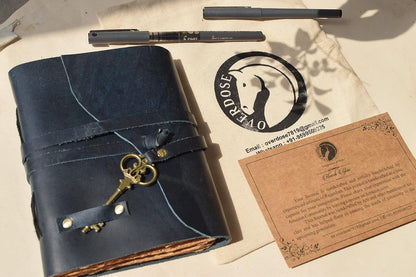 OVERDOSE Deckle Blue with Key Leather Journals 5/7