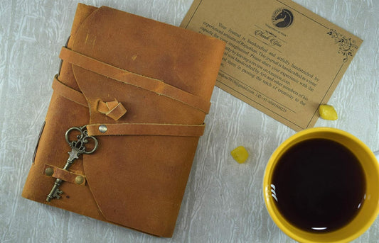 Overdose Buff with key designed Handmade Leather Celtic Griffin Journal Daily 5/7