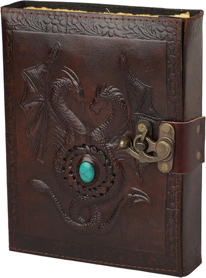 Overdose Deckle Double Dragon with Stone Leather Diary 6*8