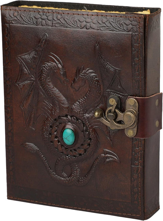 Overdose Deckle Double Dragon with Stone Leather Diary 6*8