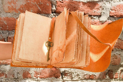 OVERDOSE Deckle Orange with Key Leather Journals 5/7