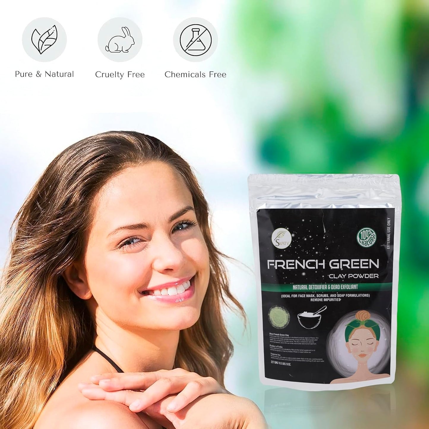 SVATV Herbal French Green Clay Powder For Skin 227gm (8_oZ)
