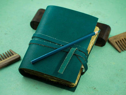 OVERDOSE Deckle Turquoise Leather Journal 6/8