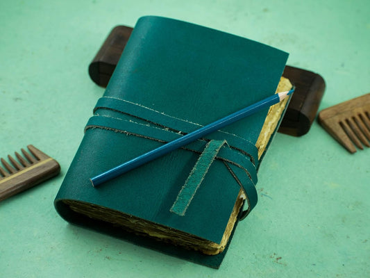 OVERDOSE Deckle Turquoise Leather Journal 6/8