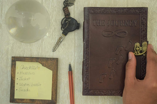 OVERDOSE The Journey Vintage Leather Journal | Antique Handmade Unlined Paper 5/7