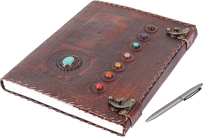 OVERDOSE Tree With 8 Stones Vintage Leather Journal 10/13
