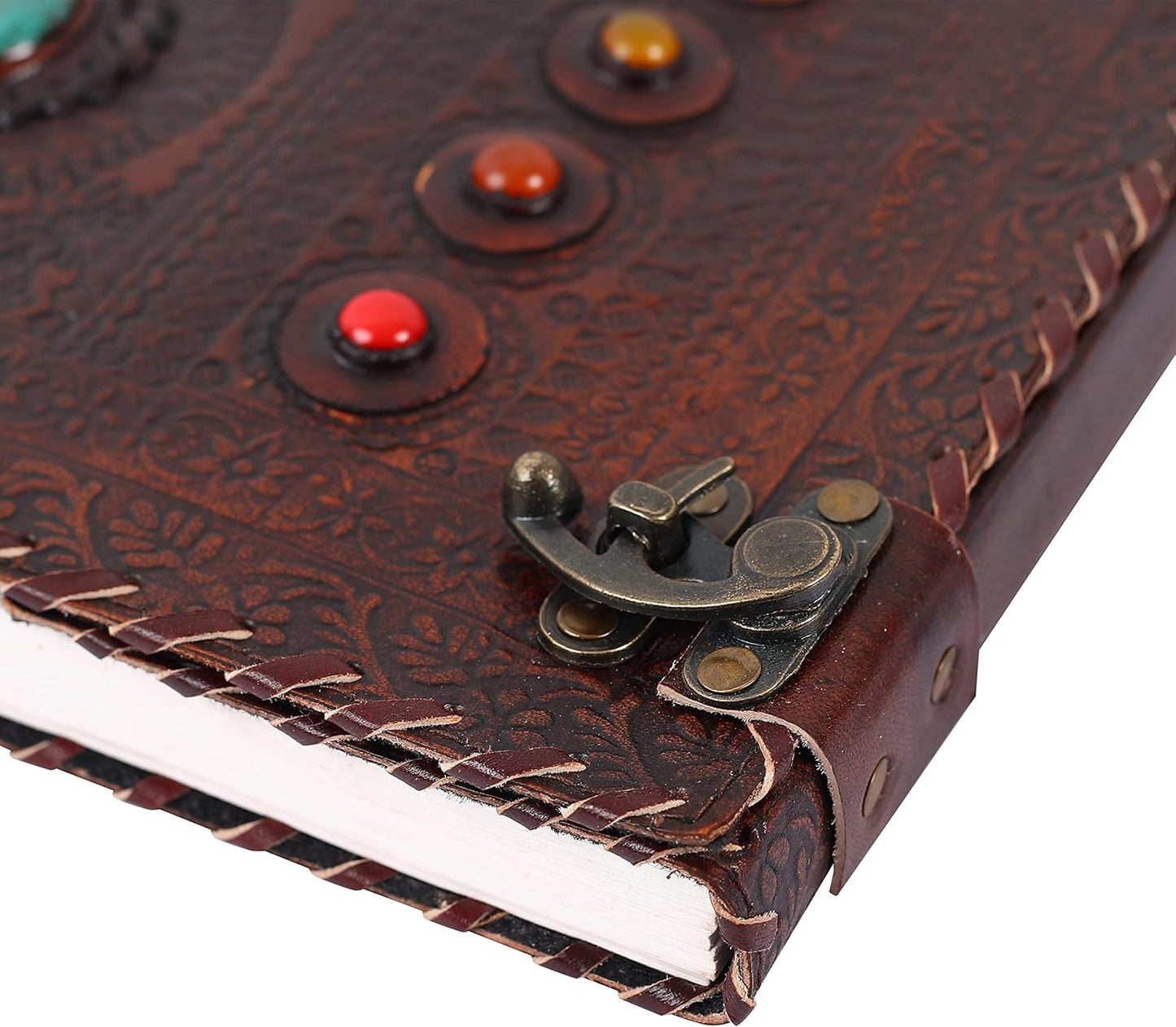 OVERDOSE Tree With 8 Stones Vintage Leather Journal 10/13