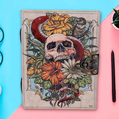 OD-36 OVERDOSE Skull Design Handmade vintage leather journal 6/8