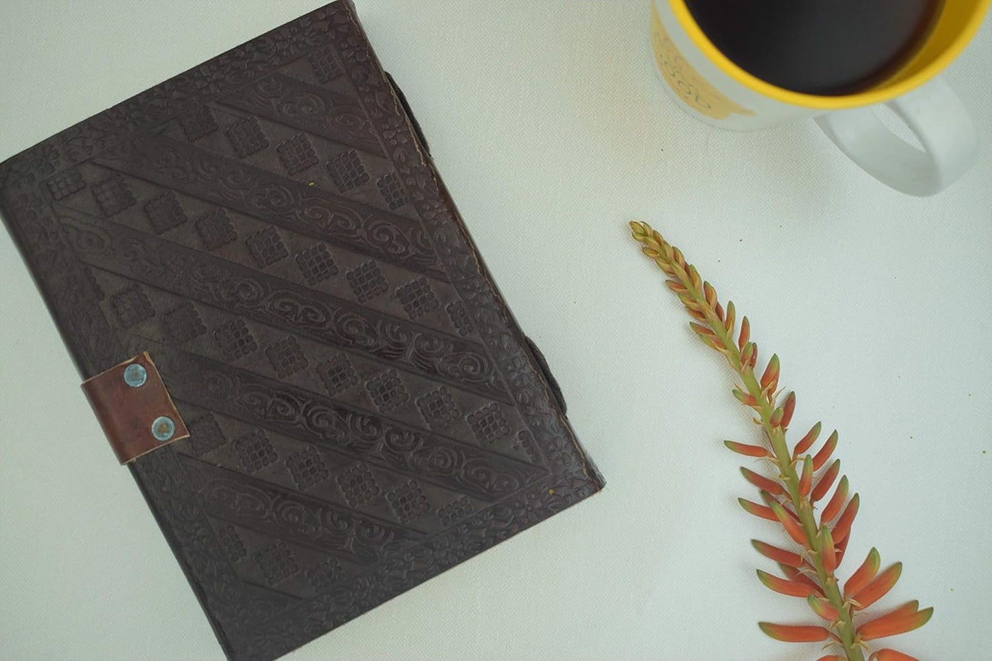 OVERDOSE Celtic Brown Leather Journal With Brass C-Lock 5/7