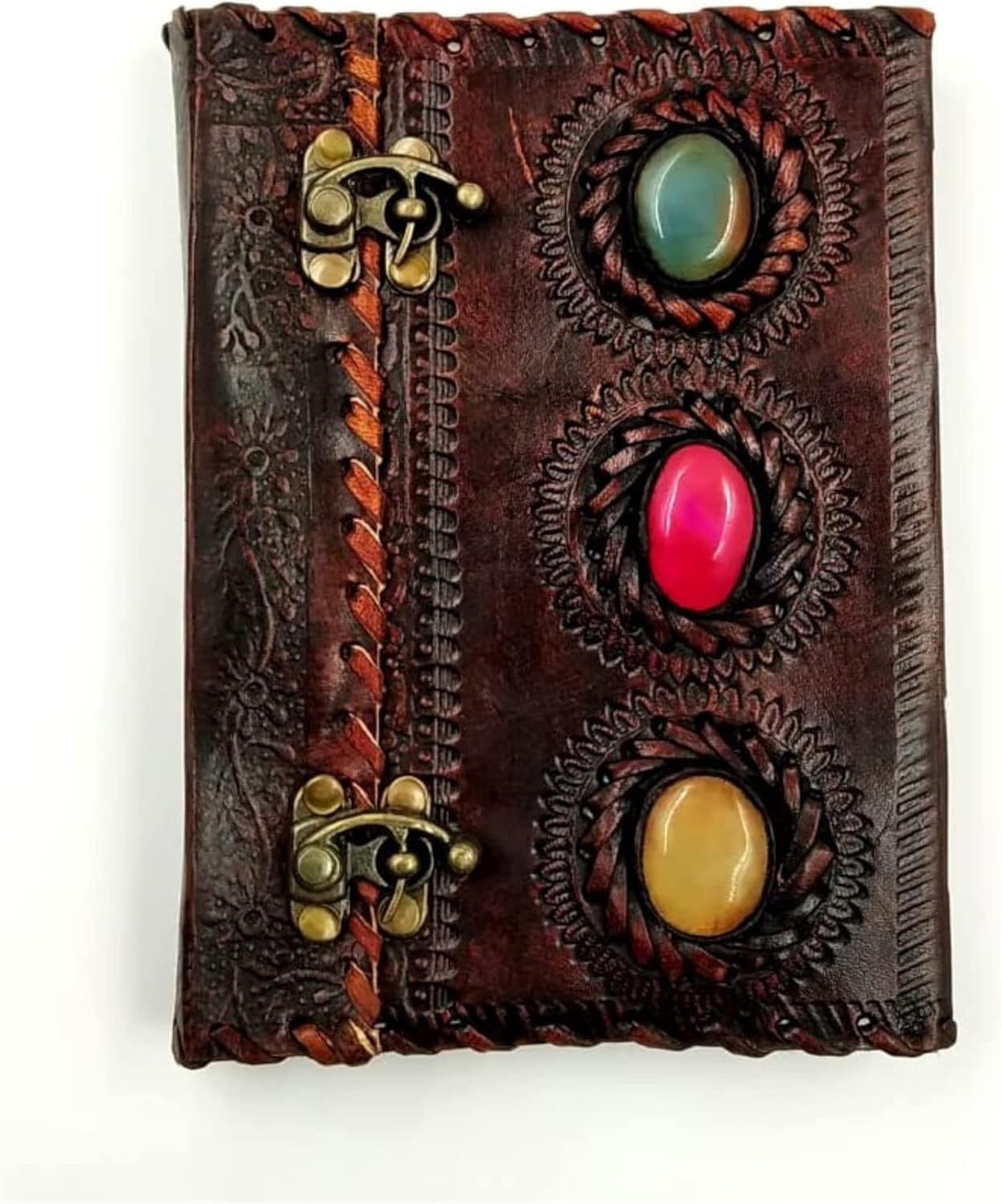 OVERDOSE 3 Stone Brown Leather Journal Diary |Handmade Antique stone Journal 5/7