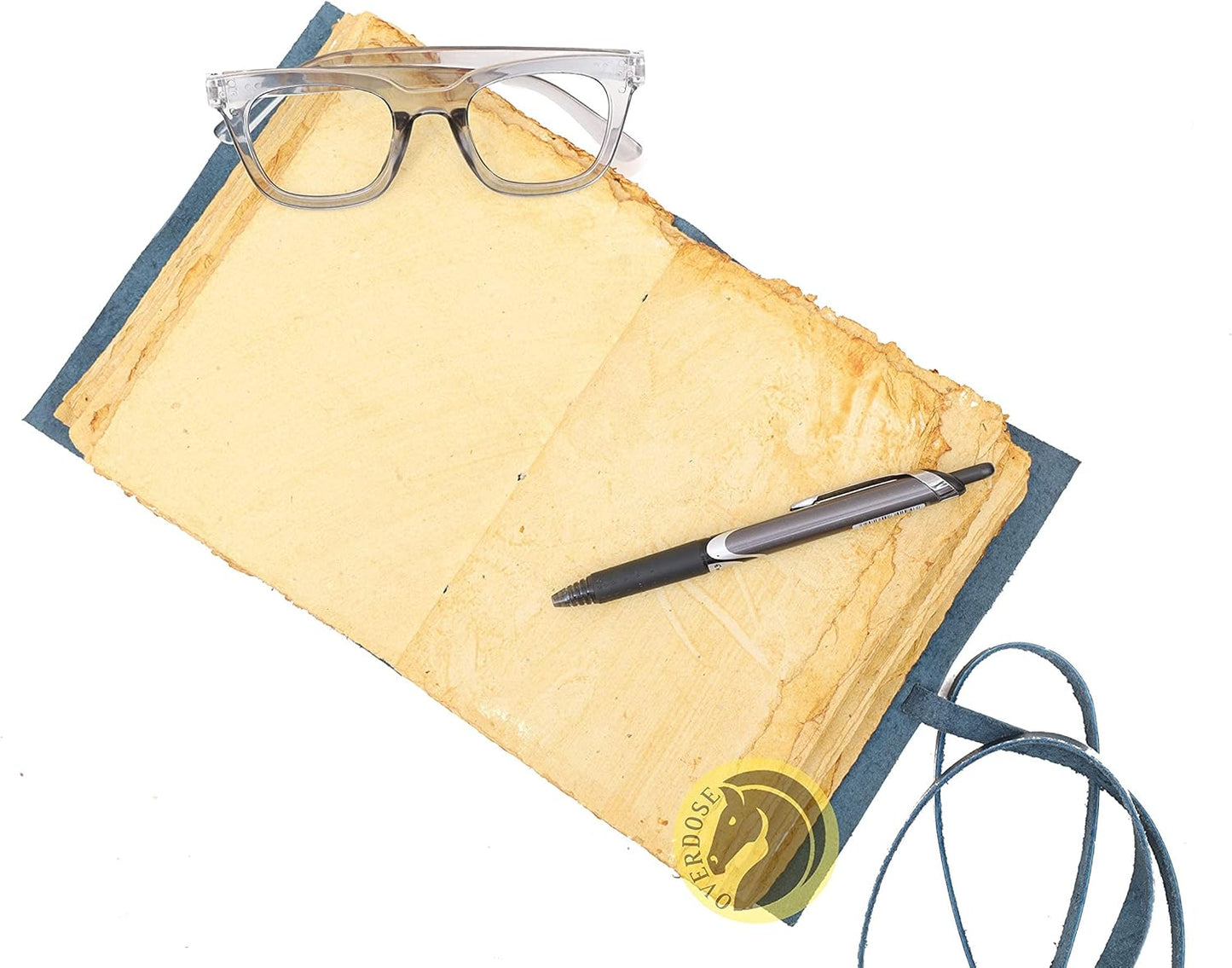OVERDOSE Deckle Blue Leather Journal 5/7