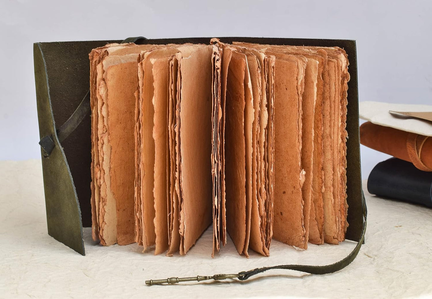 OVERDOSE Deckle Green with Key Leather Journals 5/7
