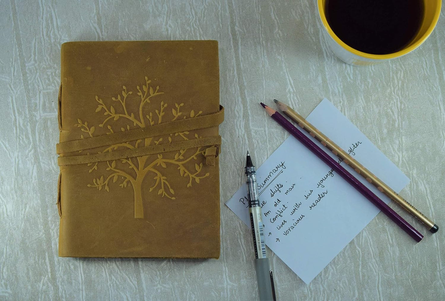 OVERDOSE Buff Tree Journal Diary Notebook - Handcrafted Buff Leather Journal 5/7