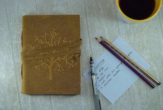 OVERDOSE Buff Tree Journal Diary Notebook - Handcrafted Buff Leather Journal 5/7
