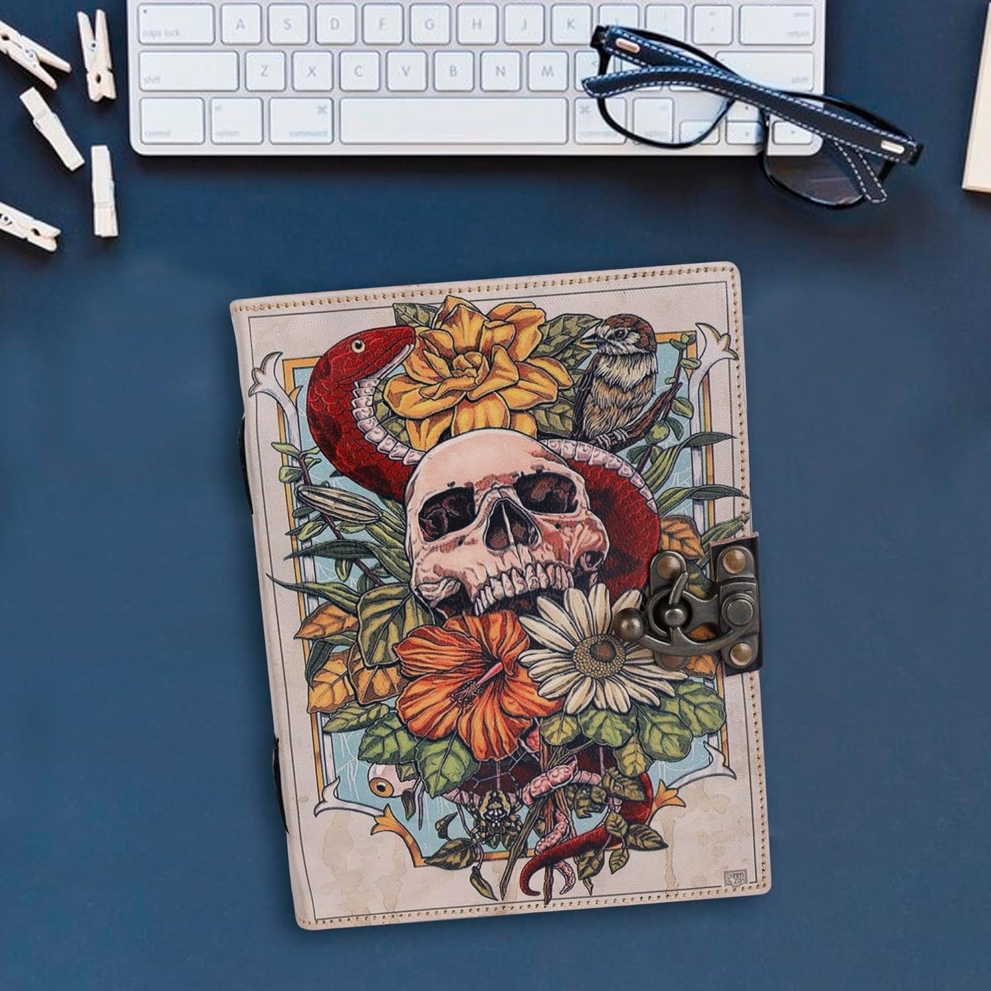 OD-36 OVERDOSE Skull Design Handmade vintage leather journal 6/8