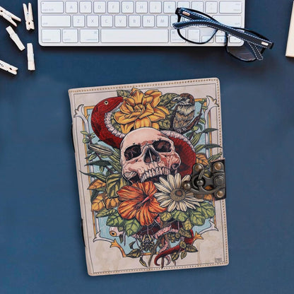 OD-36 OVERDOSE Skull Design Handmade vintage leather journal 6/8