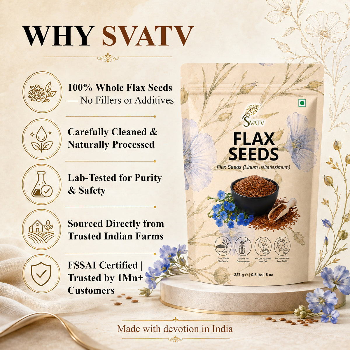 SVATV Whole Flax Seeds 227gm