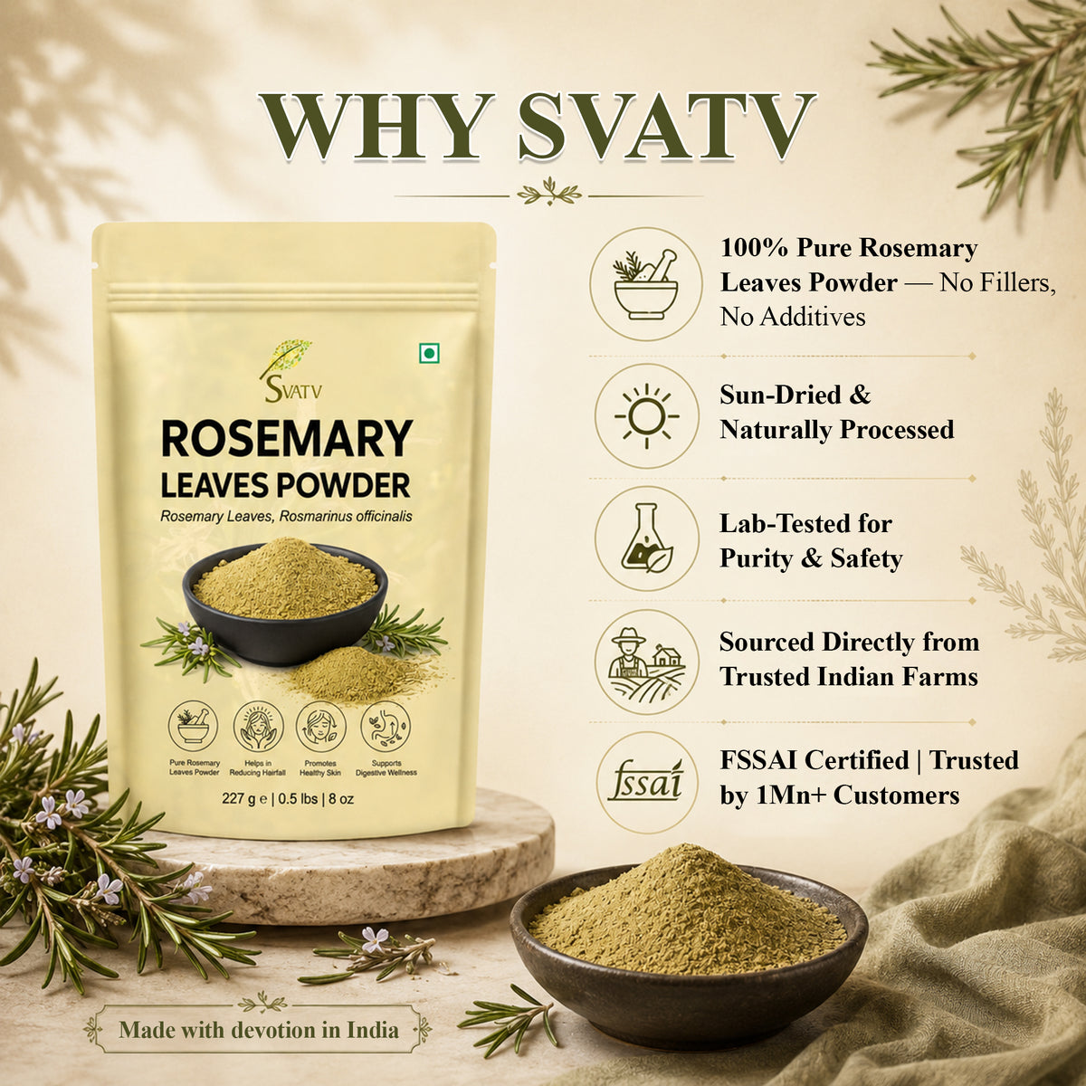 SVATV Rosemary Leaves Powder | 227gm (8_oZ)
