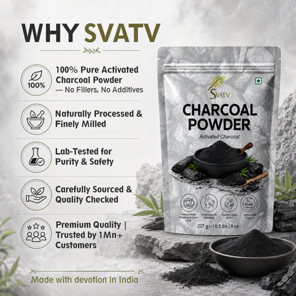 SVATV Activated Charcoal Powder | Cosmetic Grade Fine Powder | Skin and Oral Care Ingredient | Helps Reduce Excess Oil Appearance | Suitable for Face Masks & DIY Beauty Formulations – 227gm