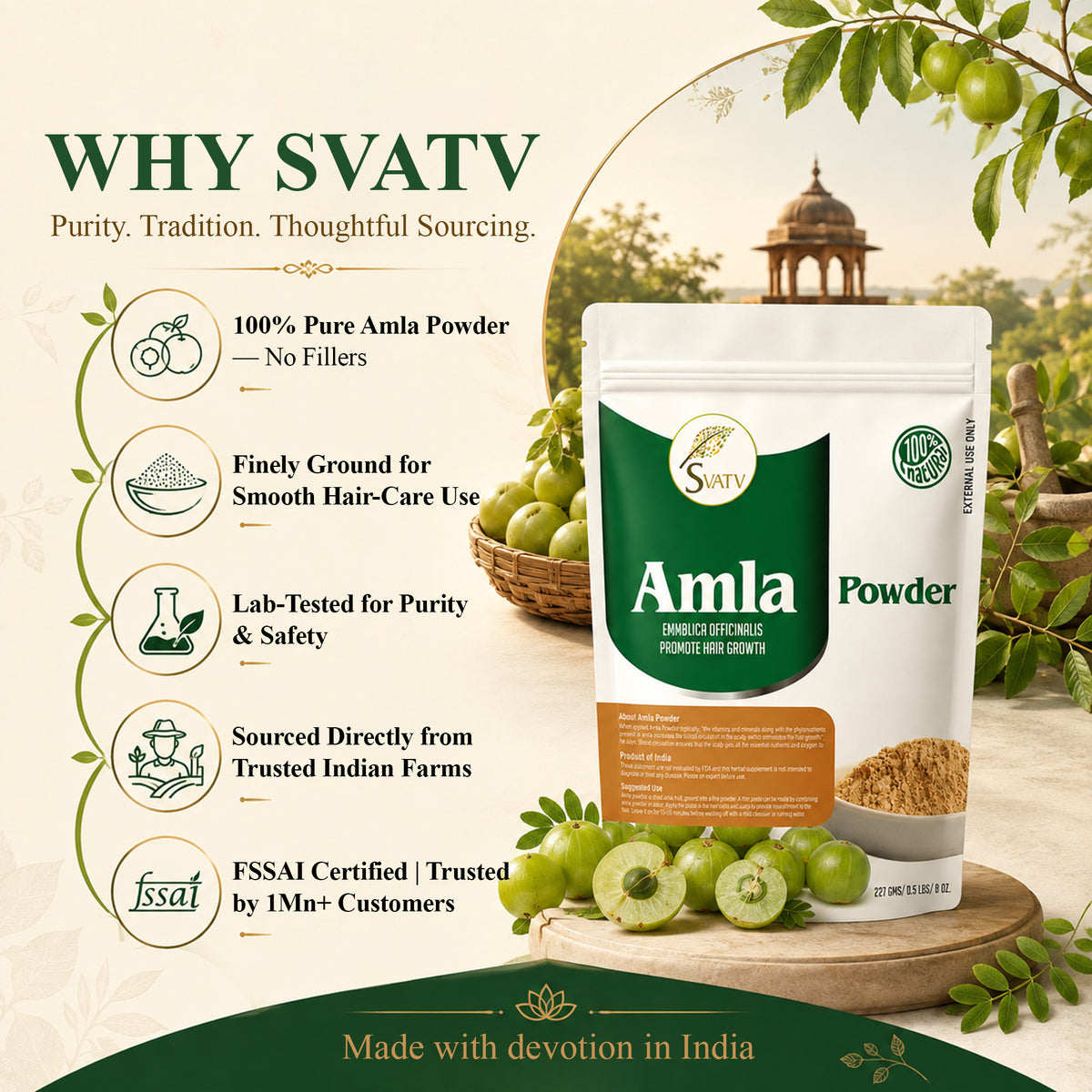 SVATV Amla Powder | Amalaki | Emblica Officinalis | For Hair 227gm (8_oZ)