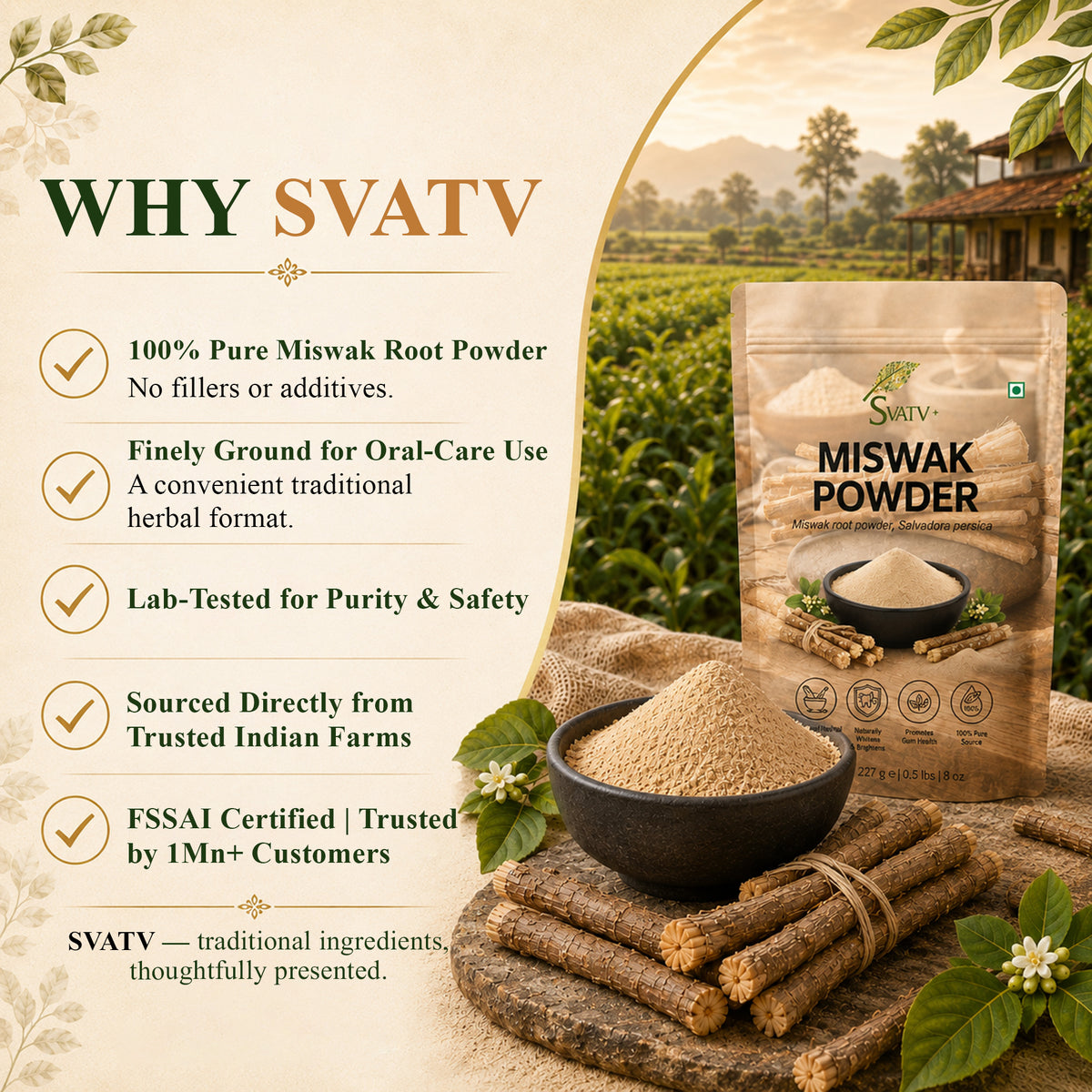 SVATV Miswak Powder 227 Gram (8 Oz)