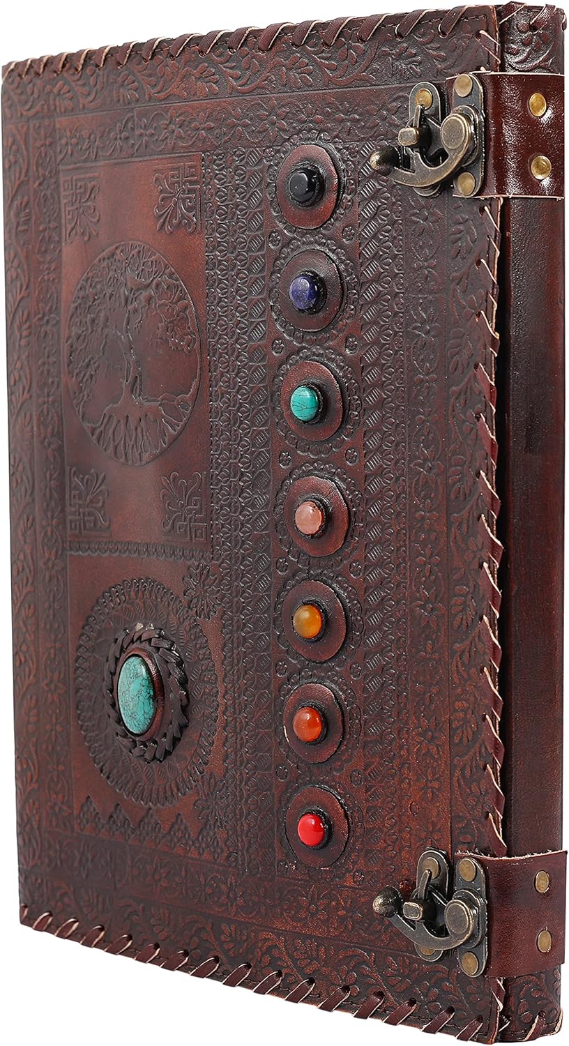 OVERDOSE Tree With 8 Stones Vintage Leather Journal 10/13