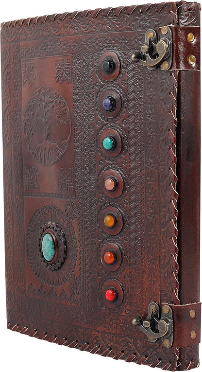 OVERDOSE Tree With 8 Stones Vintage Leather Journal 10/13