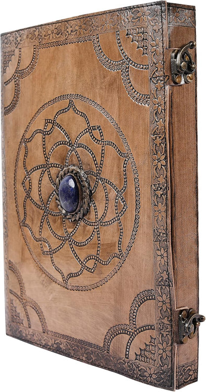 OVERDOSE Vintage Leather Journal in Hand Embossed Stone 10/13