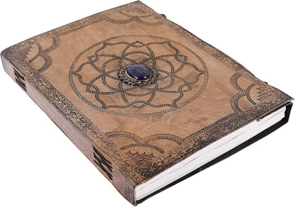 OVERDOSE Vintage Leather Journal in Hand Embossed Stone 10/13