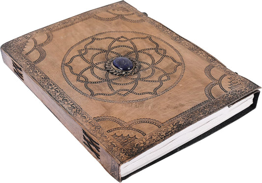 OVERDOSE Vintage Leather Journal in Hand Embossed Stone 10/13
