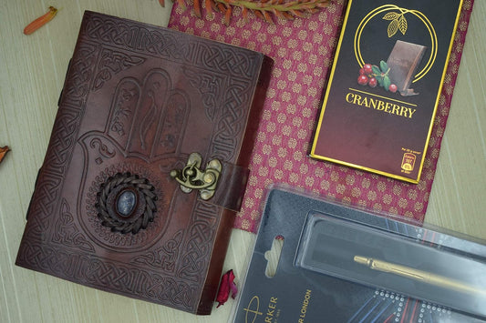 OVERDOSE HAMSA HAND EMBOSSED with STONE Journal 5/7