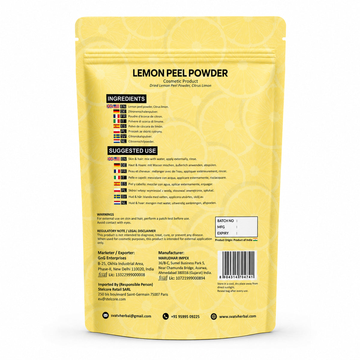 SVATV Lemon Peel Powder - 227g