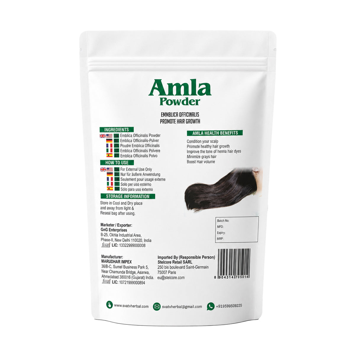SVATV Amla Powder | Amalaki | Emblica Officinalis | For Hair 227gm (8_oZ)