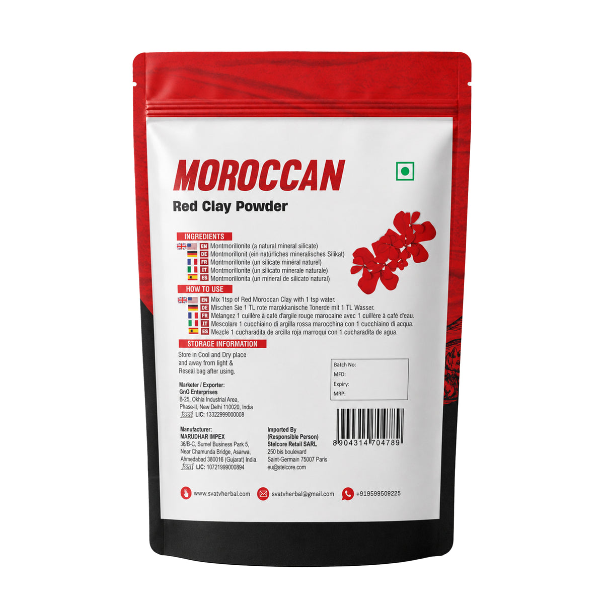 SVATV Red Moroccon Clay Powder - 227GM