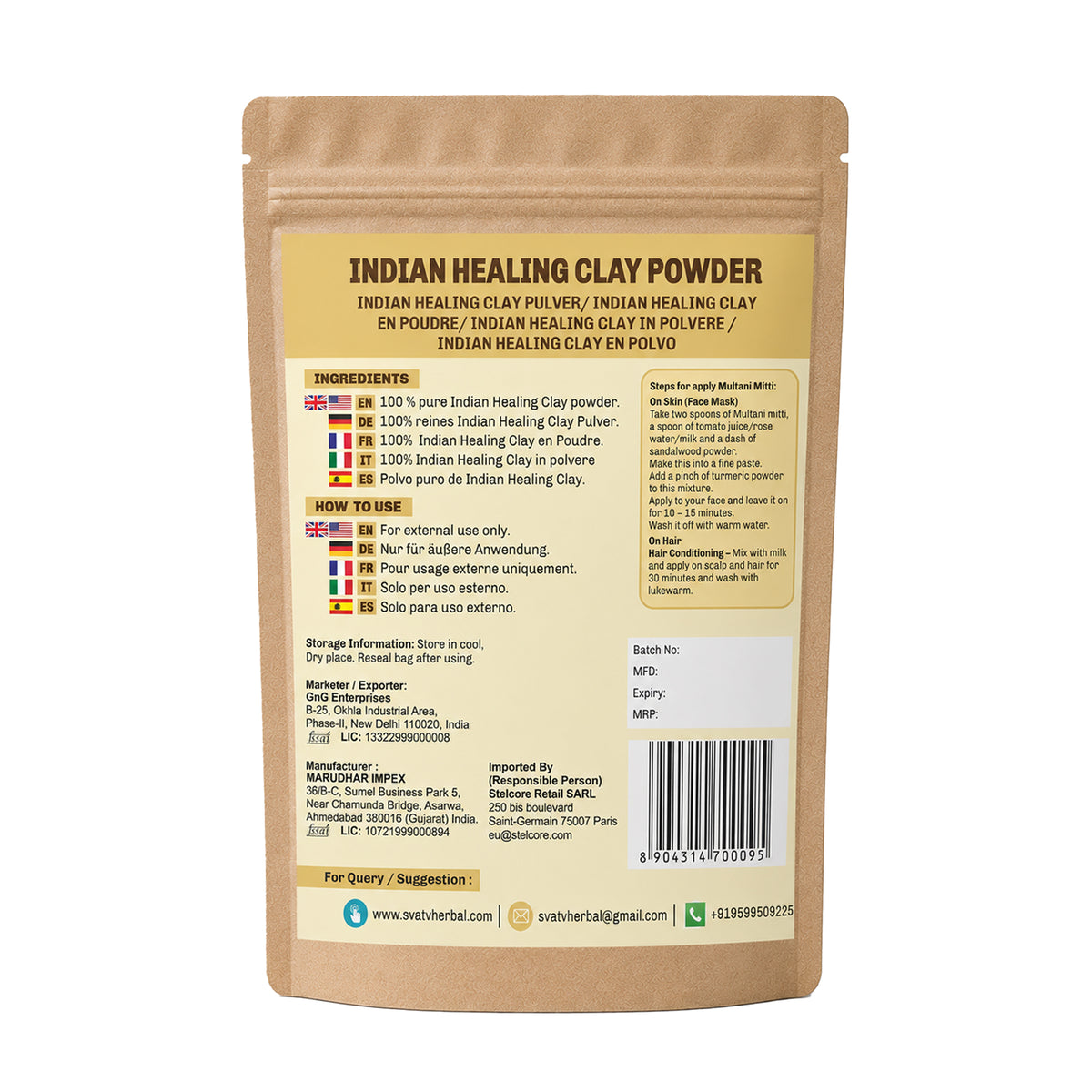 SVATV Multani Mitti Powder For Skin & Hair 227GM