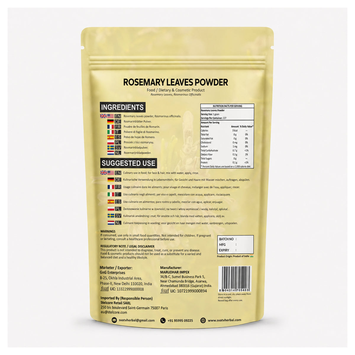 SVATV Rosemary Leaves Powder | 227gm (8_oZ)
