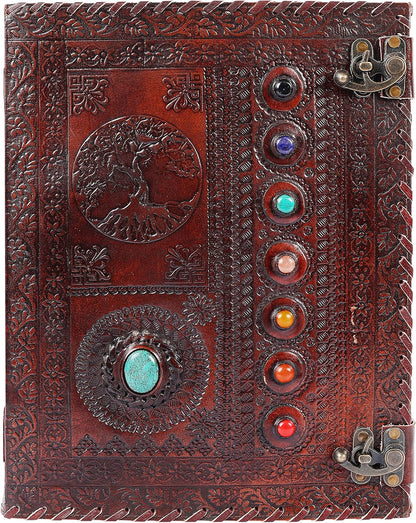 OVERDOSE Tree With 8 Stones Vintage Leather Journal 10/13