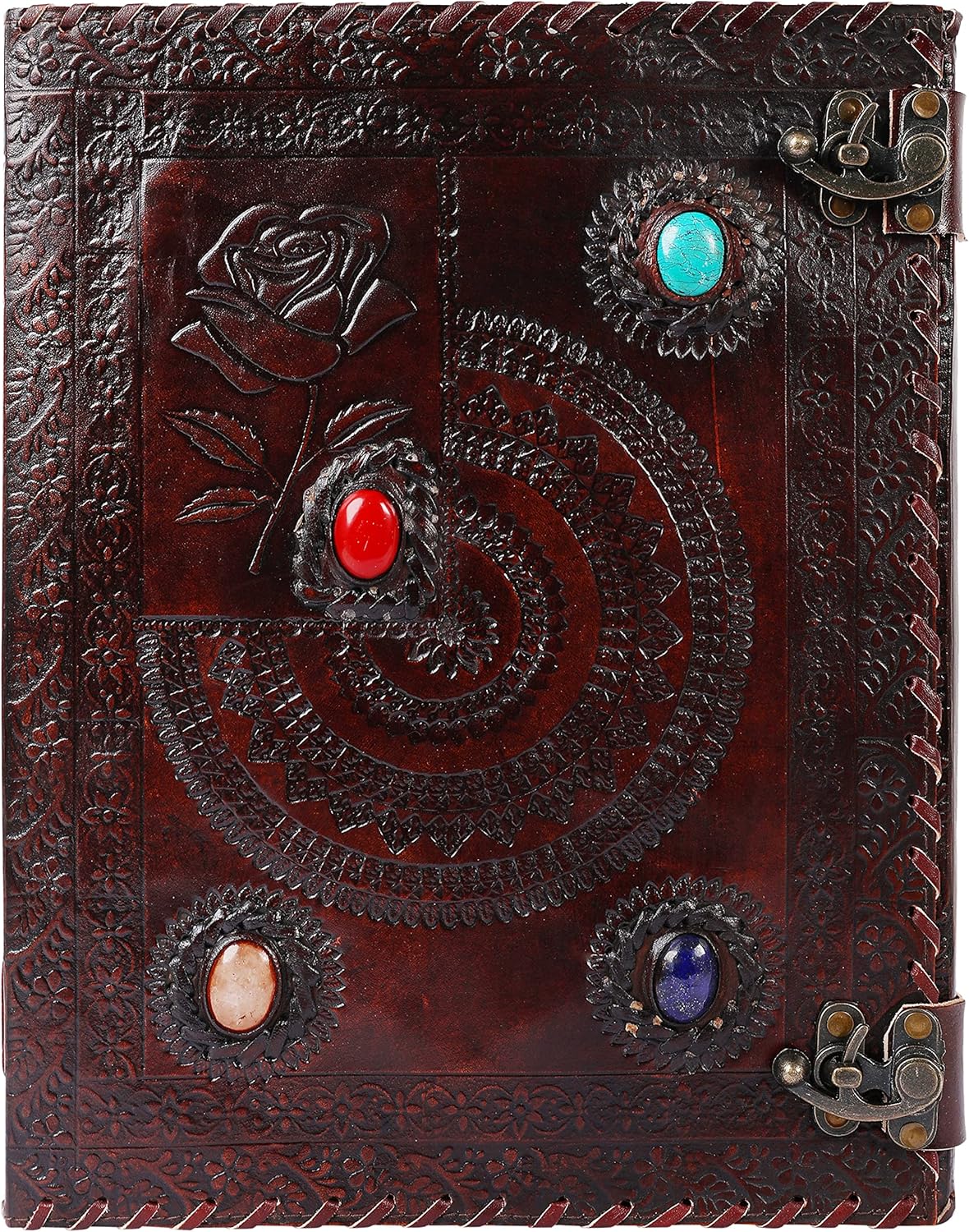 OVERDOSE Rose Chakra With 4 Stones Vintage Leather Journal 10/13