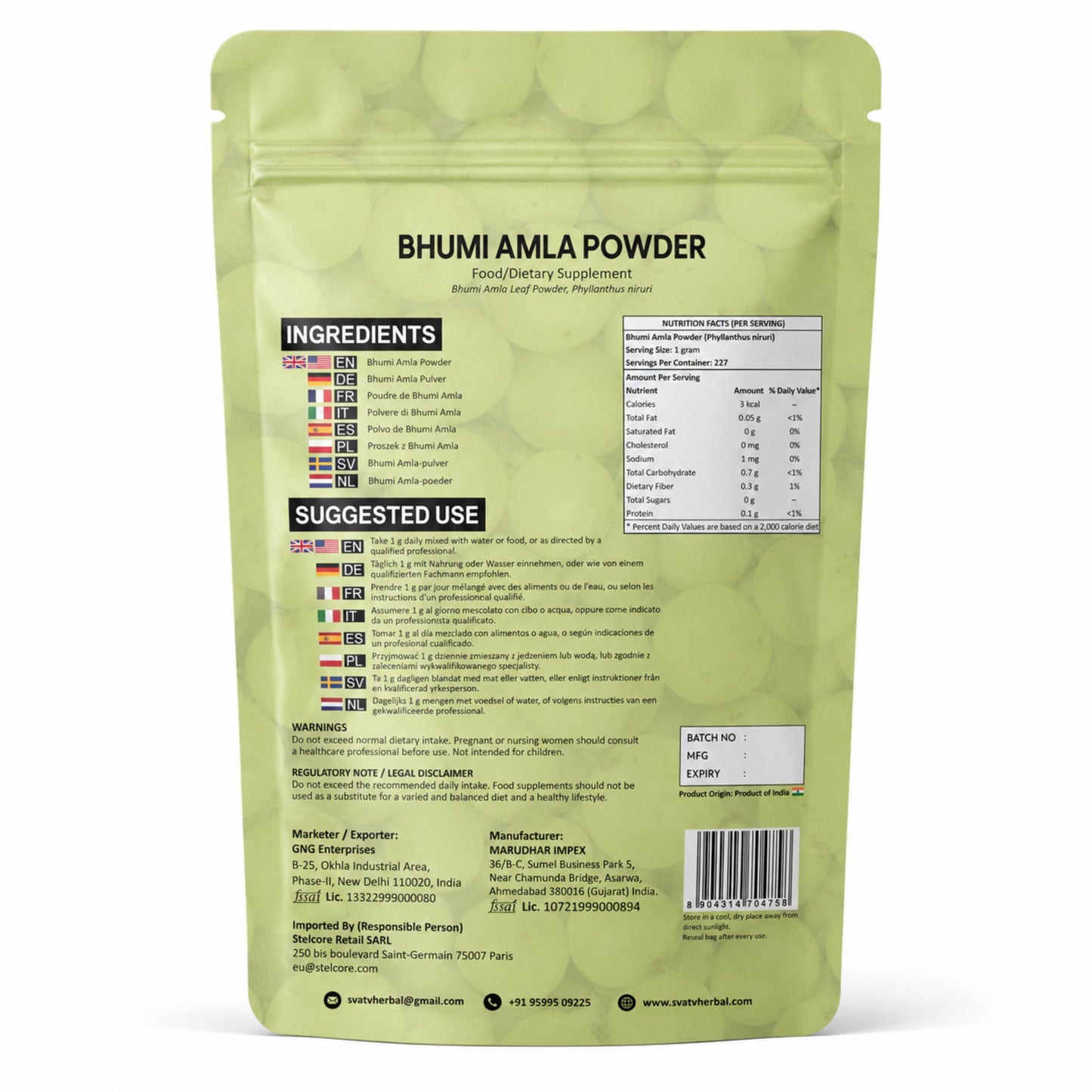 Svatv Bhumi Amla Powder - 227GM
