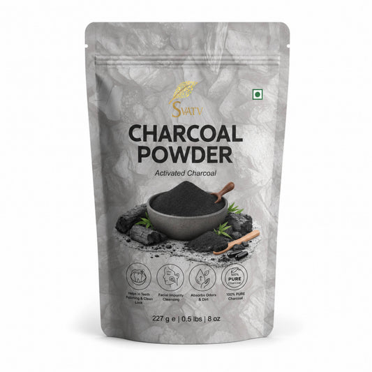 Svatv Activated Charcoal Powder | Cosmetic Grade Fine Powder | Skin and Oral Care Ingredient | Helps Reduce Excess Oil Appearance | Suitable for Face Masks & DIY Beauty Formulations – 227gm