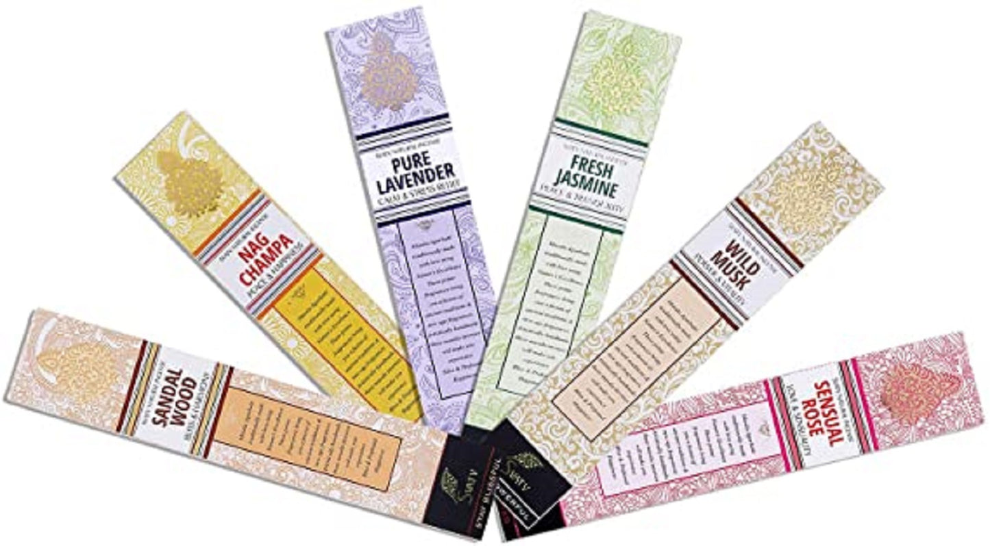 Pack of 6 SVATV Natural Hand rolled Ancient  Incense Stick with Incense. 15gm x 6