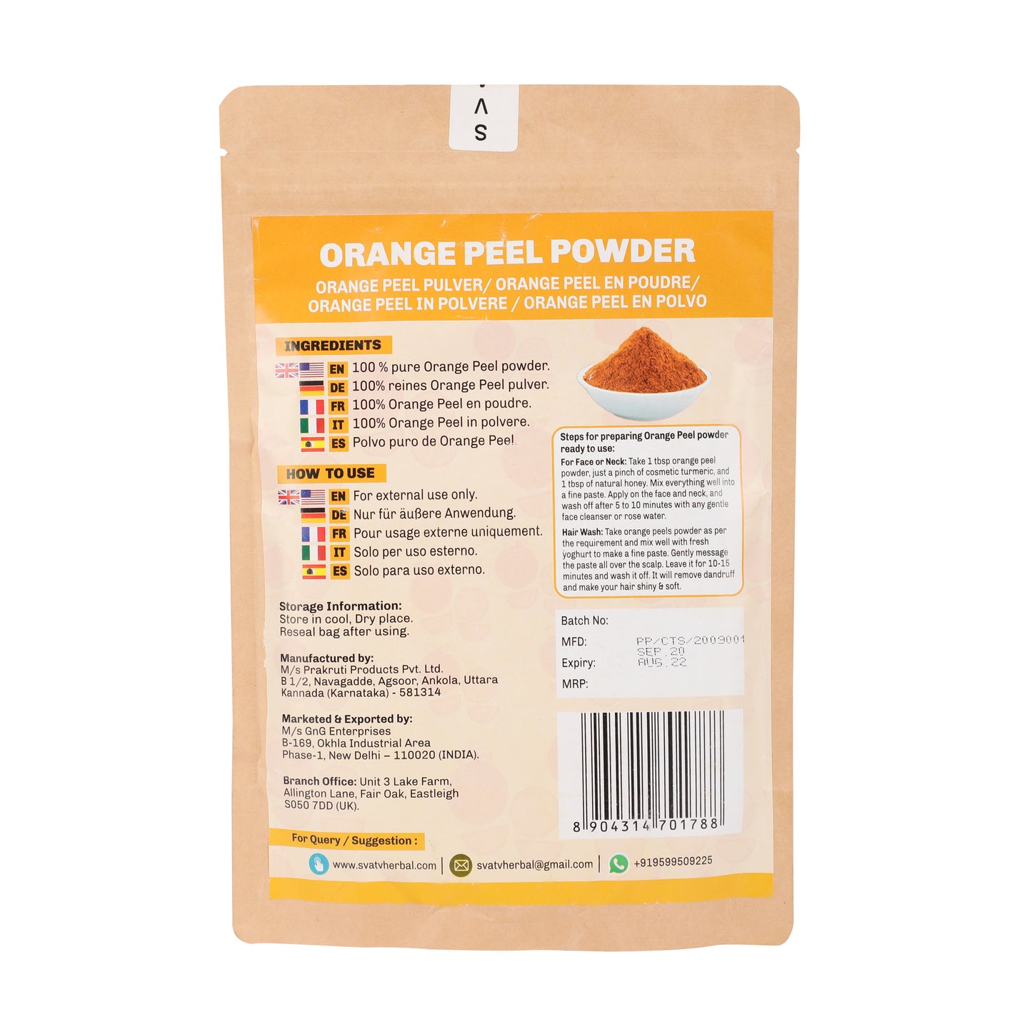SVATV ORANGE PEEL POWDER FOR SKIN 227GM