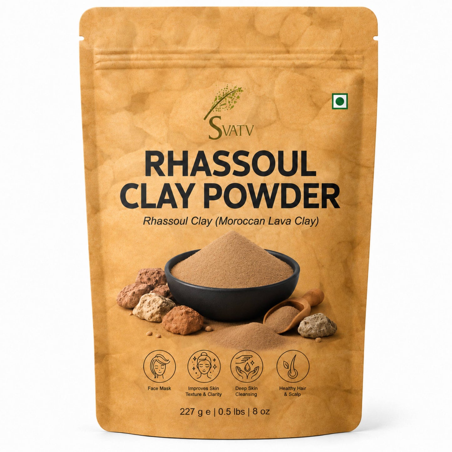 SVATV Rhassoul Clay powder | Ghassoul Clay | For Skin 227gm (8_oZ)