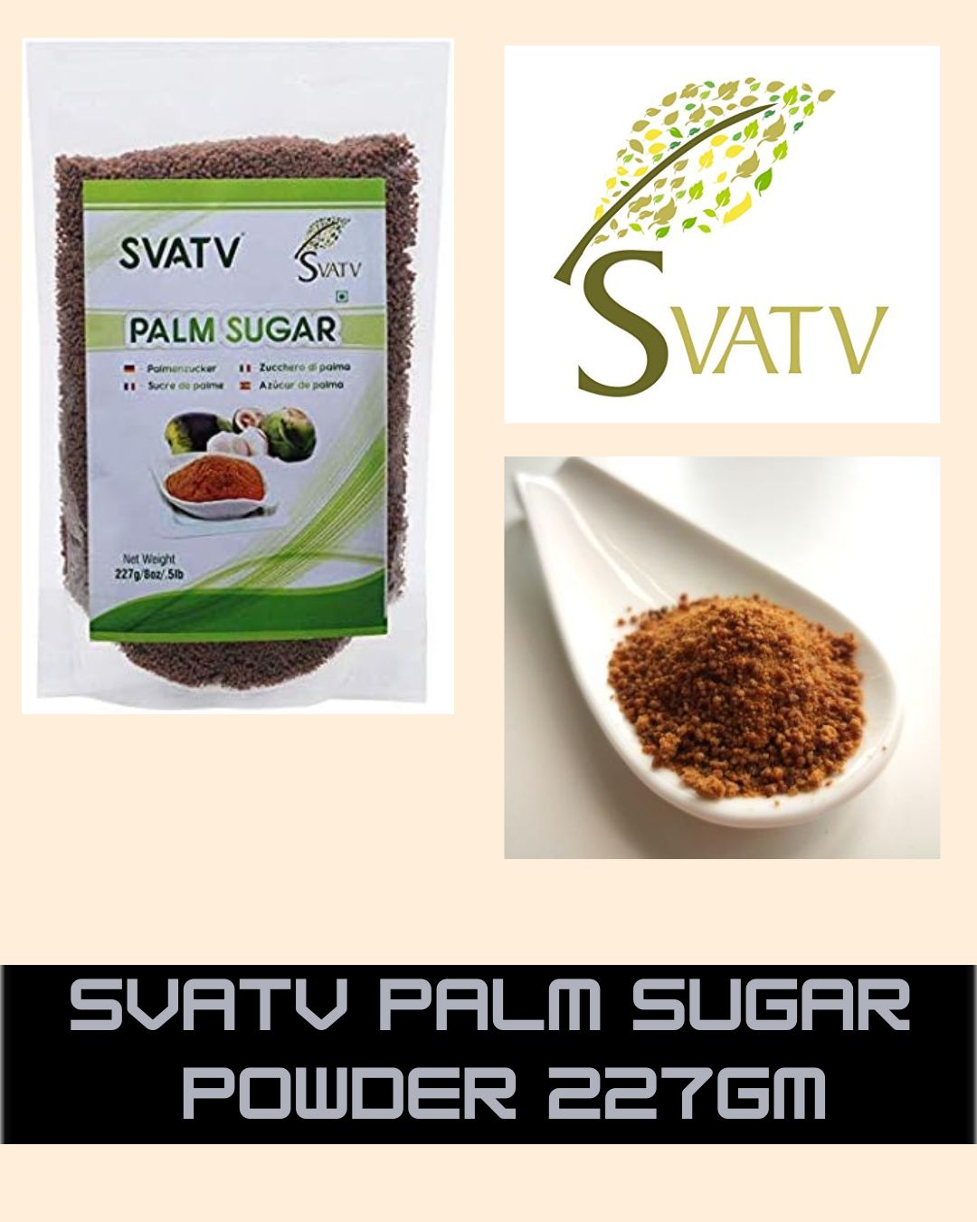 SVATV Brown Palm Sugar Powder | Natural Sweetener Powder | 227gm (8_oZ)
